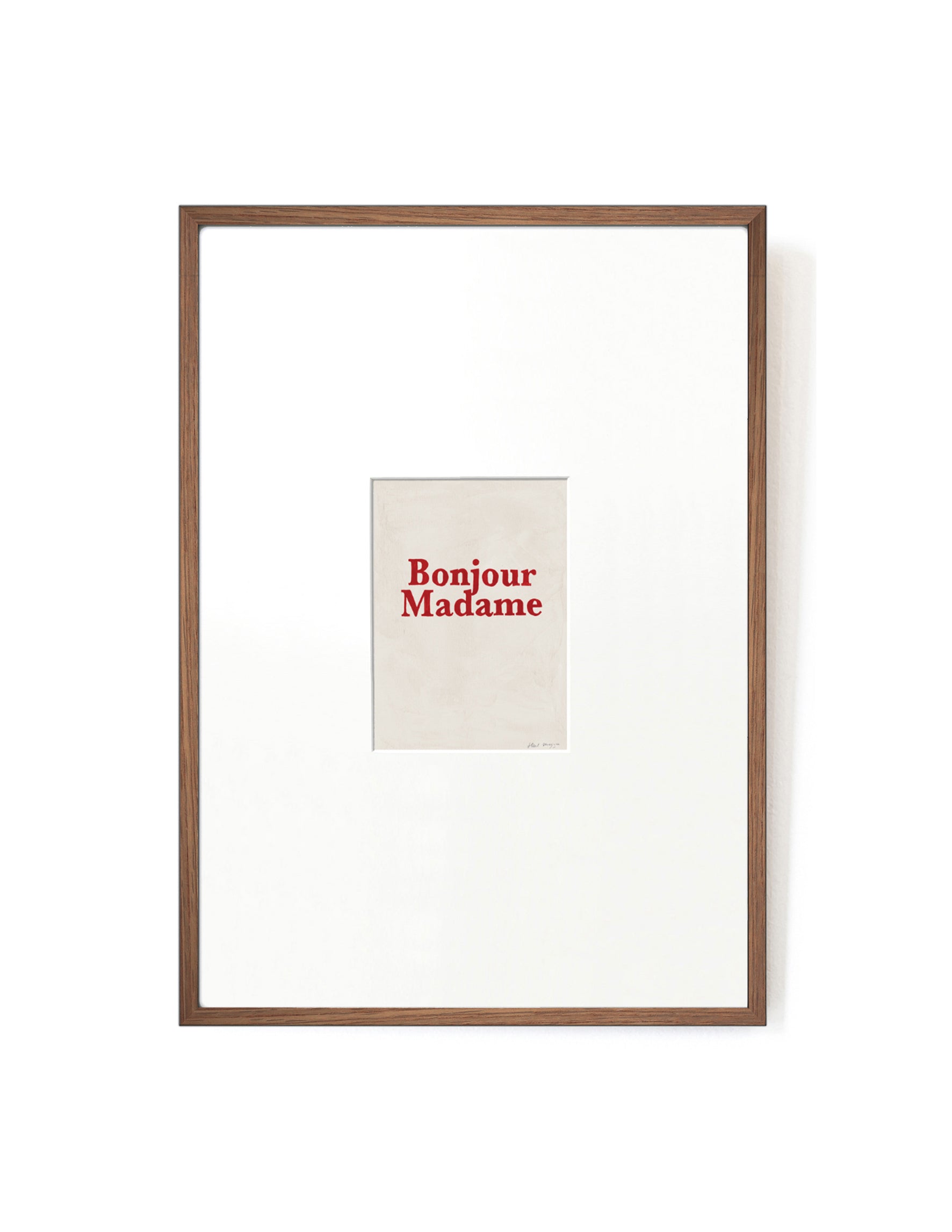Bonjour Madame card artwork framed-FRAME MAHOGANY-Hôtel Magique