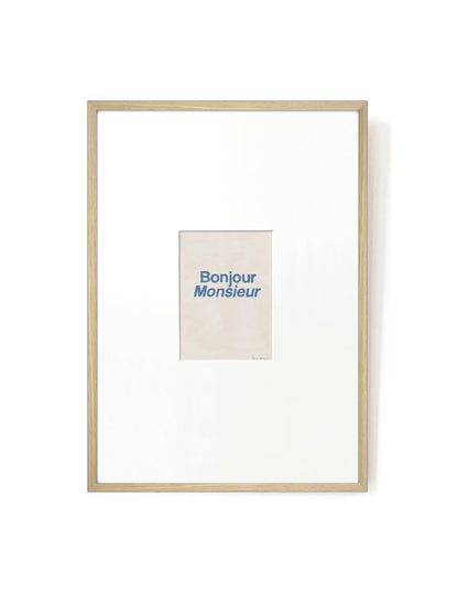 Bonjour Monsieur card artwork framed-FRAME OAK-Hôtel Magique
