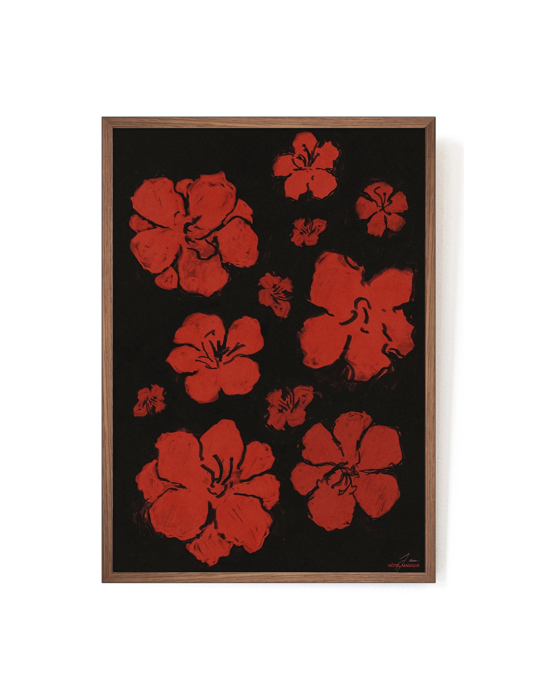 Fleurs de Cactus la Nuit by Irina Jida-Art Print-A3-Mahogany-Hôtel Magique