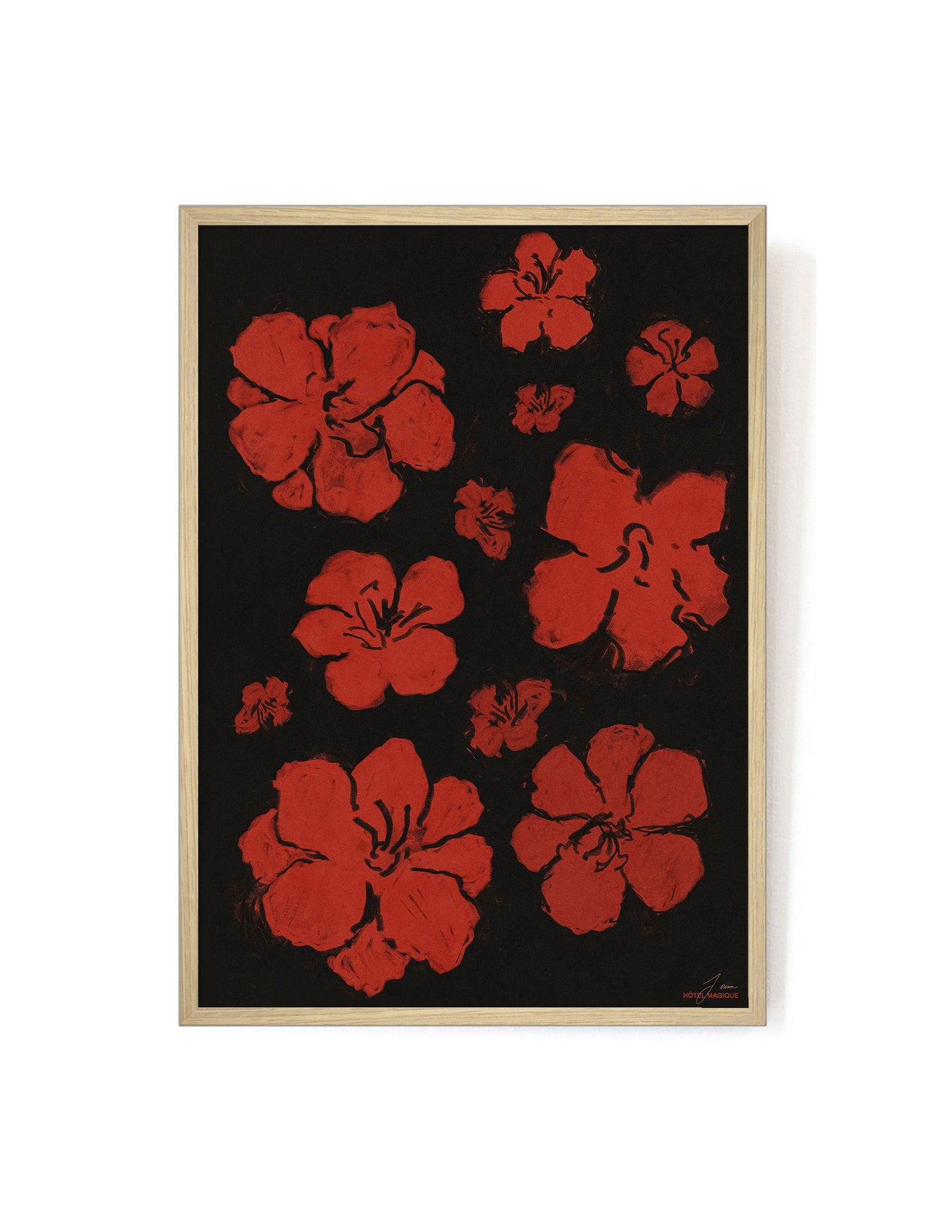 Fleurs de Cactus la Nuit by Irina Jida-Art Print-A3-Oak-Hôtel Magique