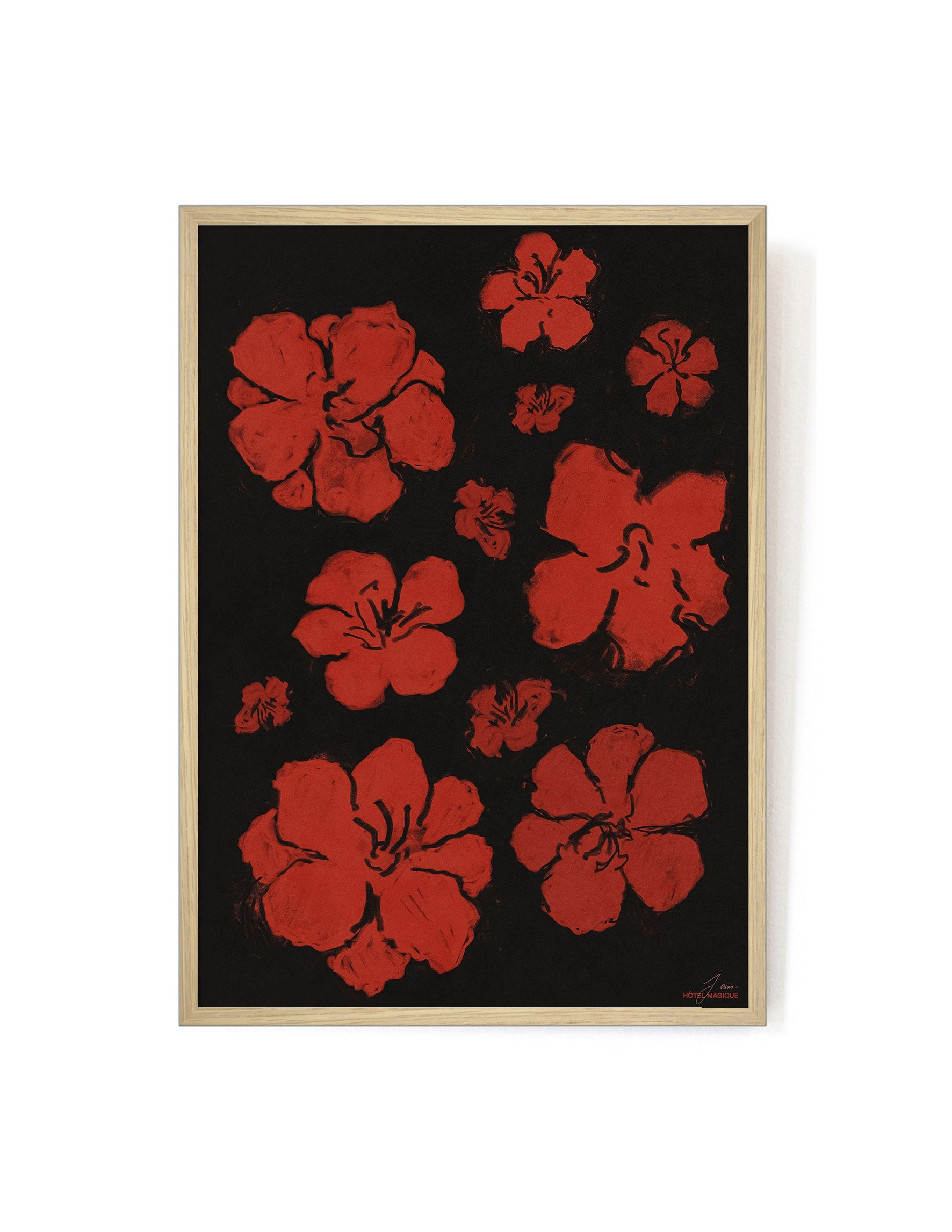 Fleurs de Cactus la Nuit by Irina Jida-Art Print-A3-Oak-Hôtel Magique