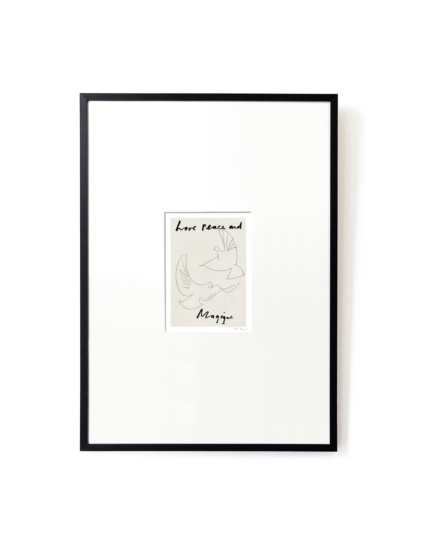Love Peace and Magique card artwork framed-FRAME BLACK-Hôtel Magique