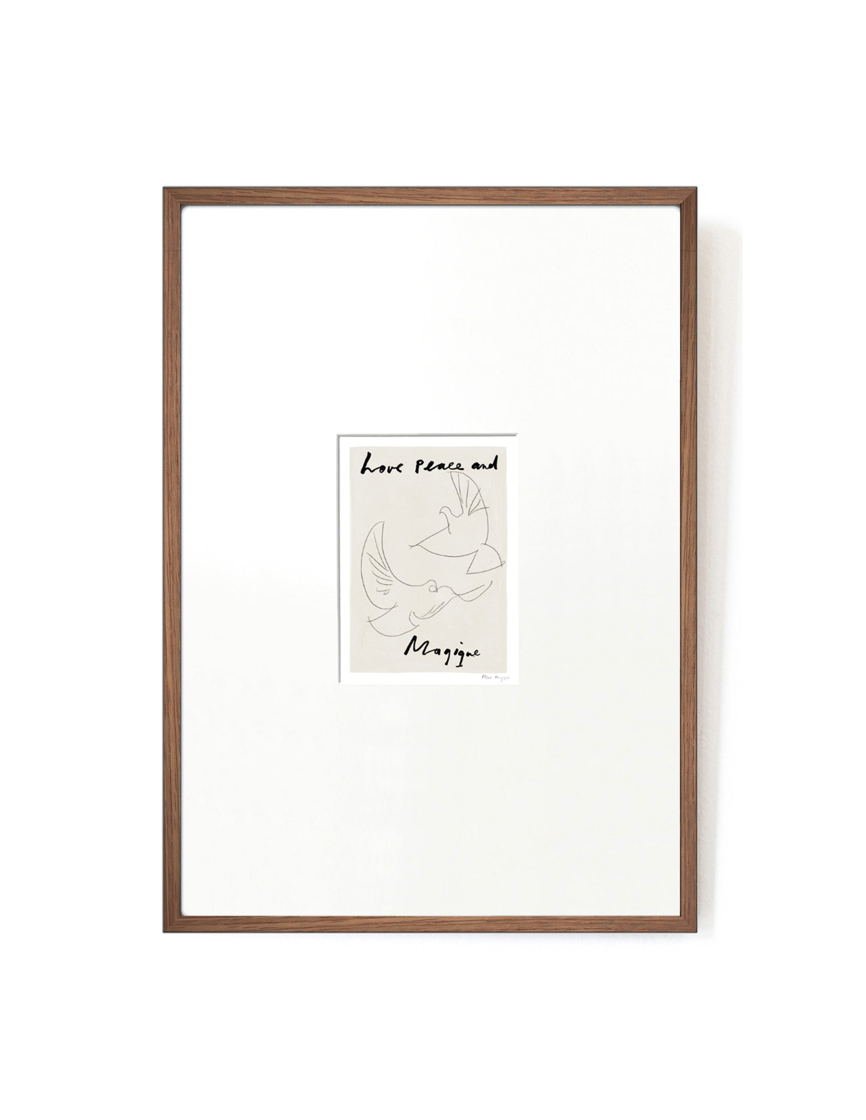Love Peace and Magique card artwork framed-FRAME MAHOGANY-Hôtel Magique
