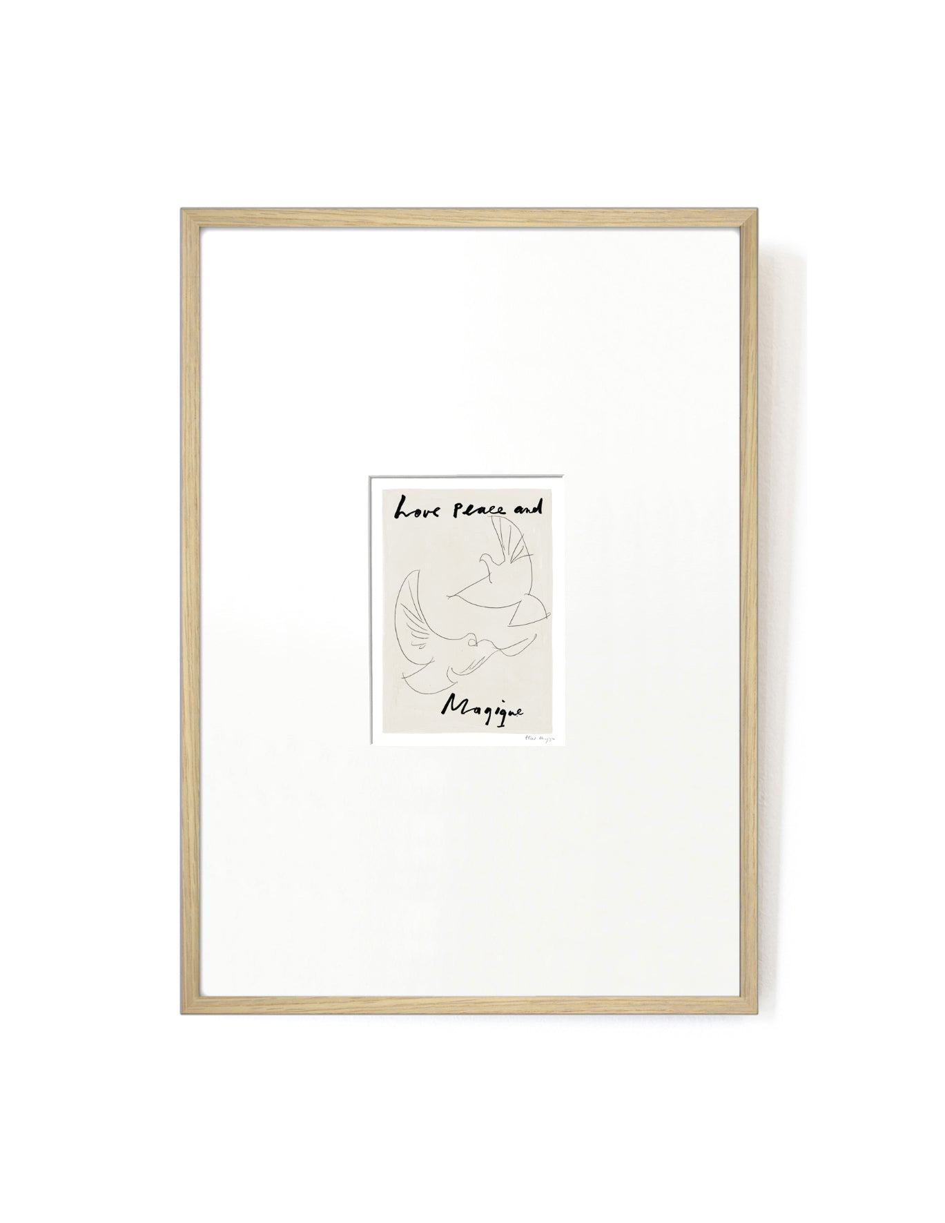 Love Peace and Magique card artwork framed-FRAME OAK-Hôtel Magique