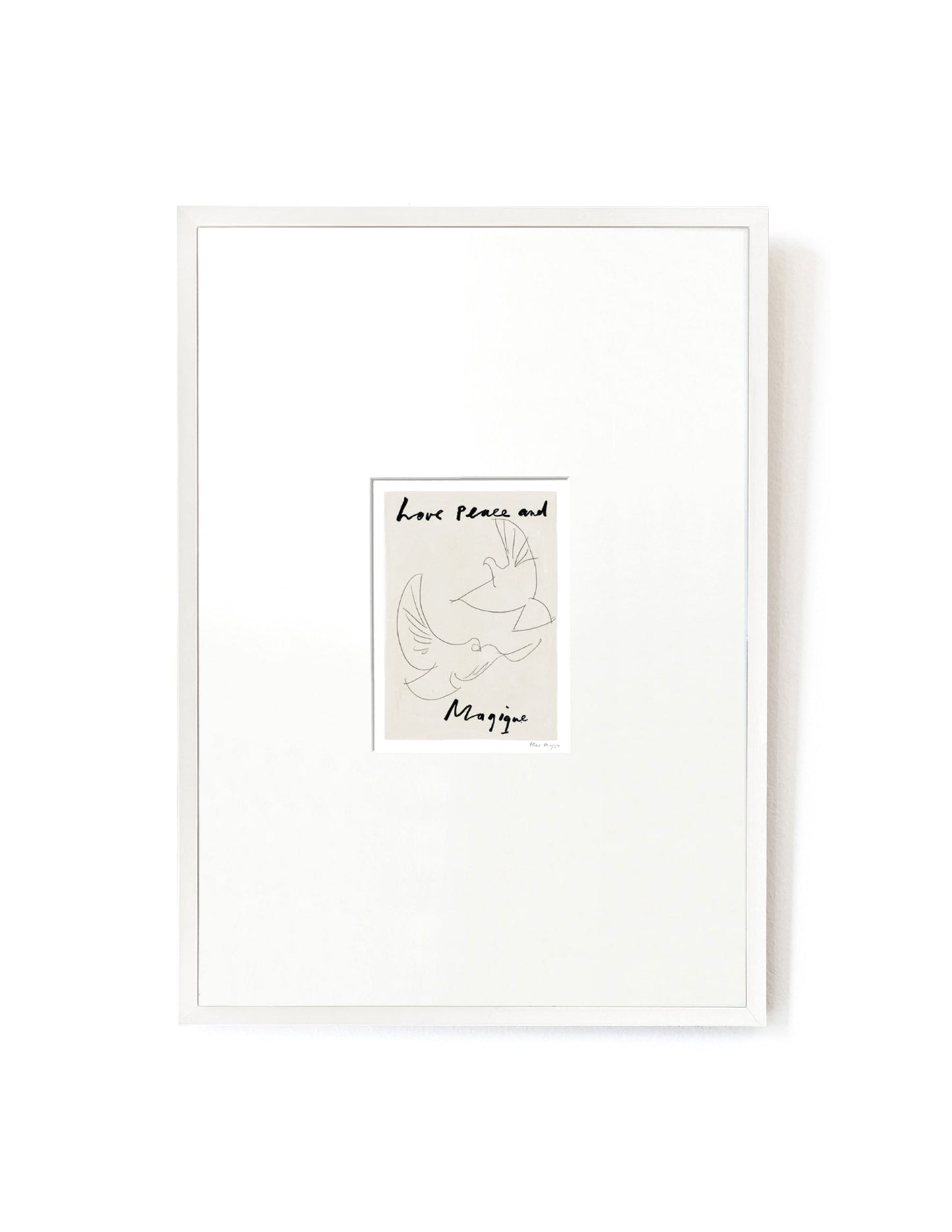 Love Peace and Magique card artwork framed-FRAME WHITE-Hôtel Magique