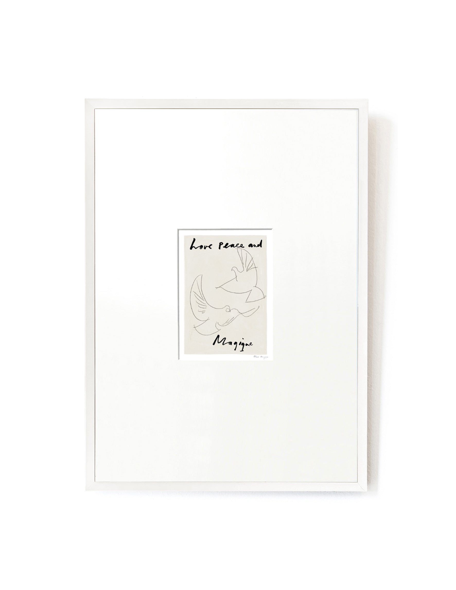 Love Peace and Magique card artwork framed-FRAME WHITE-Hôtel Magique