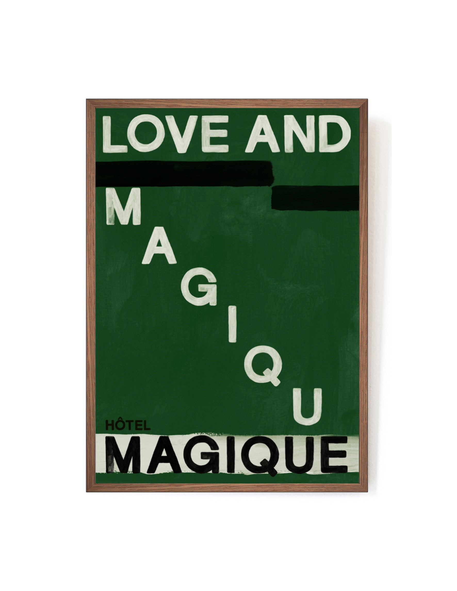 Love and Magique Green art print-Art Print-A3-Mahogany-Hôtel Magique