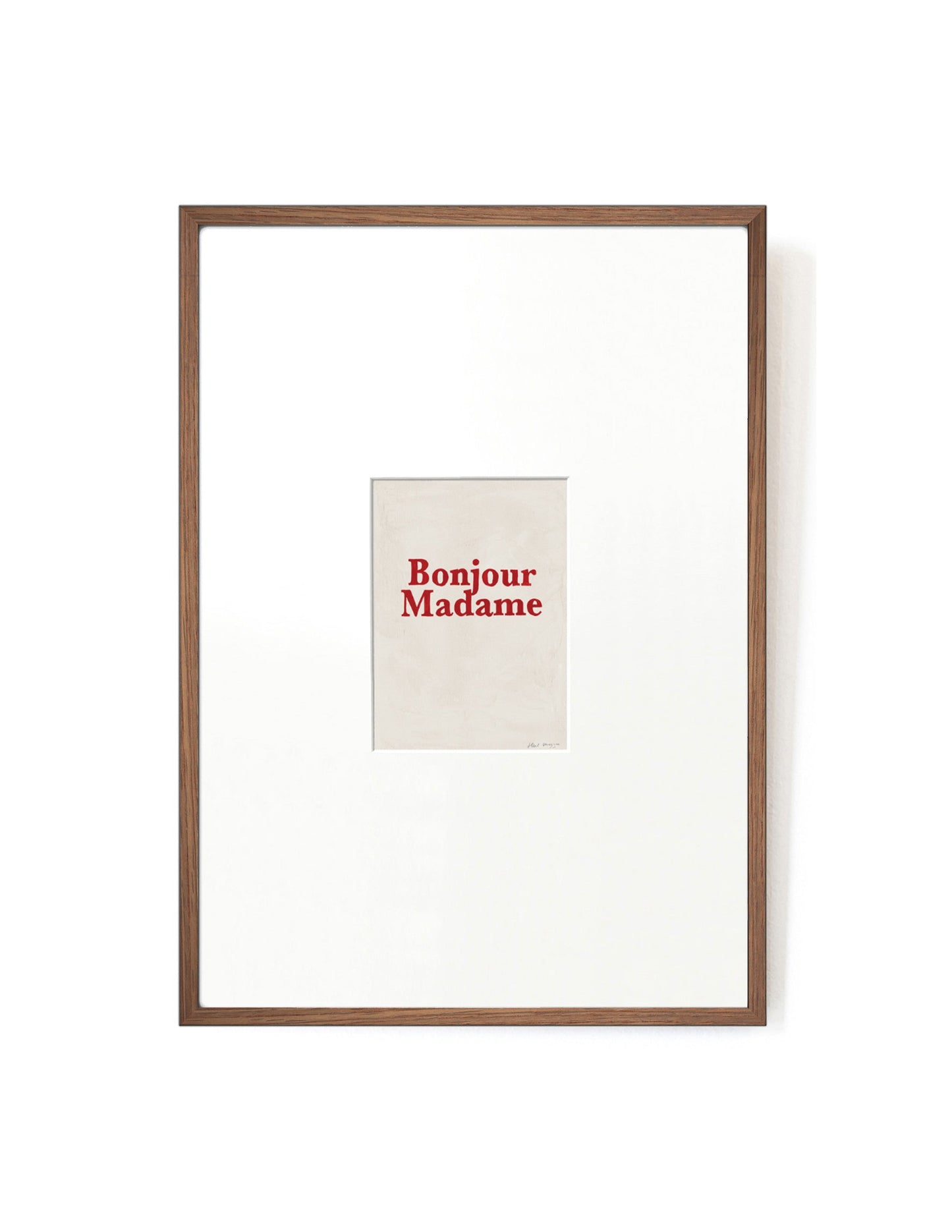 Bonjour Madame card artwork framed-FRAME MAHOGANY-Hôtel Magique
