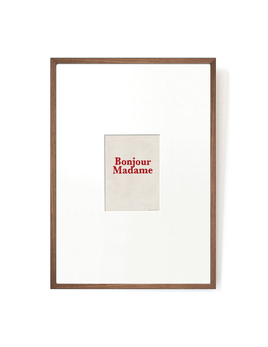 Bonjour Madame card artwork framed-FRAME MAHOGANY-Hôtel Magique
