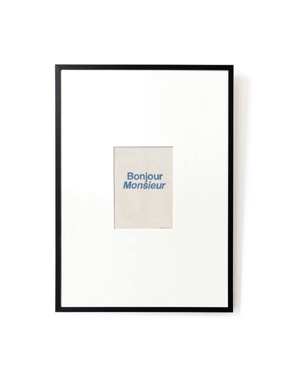 Bonjour Monsieur card artwork framed-FRAME BLACK-Hôtel Magique