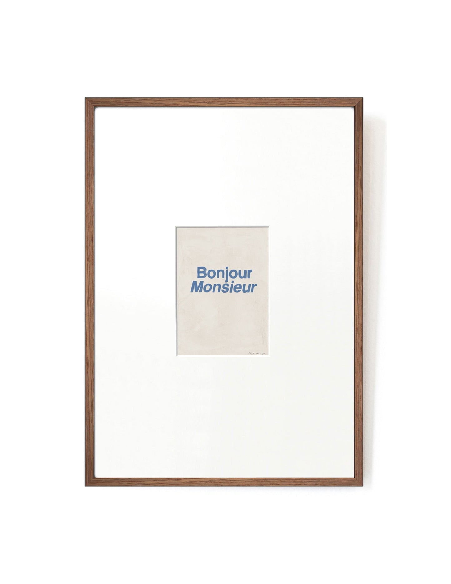 Bonjour Monsieur card artwork framed-FRAME MAHOGANY-Hôtel Magique