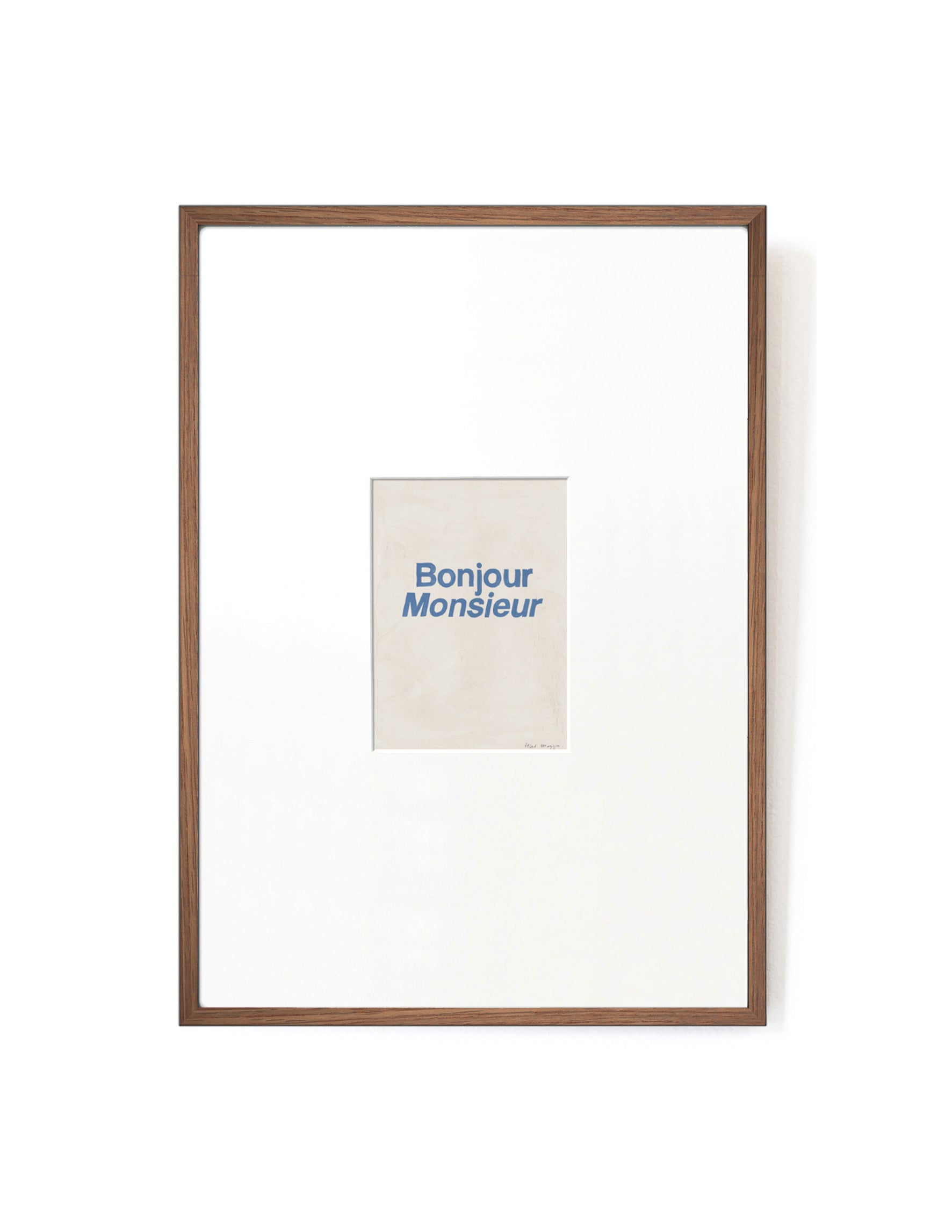 Bonjour Monsieur card artwork framed-FRAME MAHOGANY-Hôtel Magique