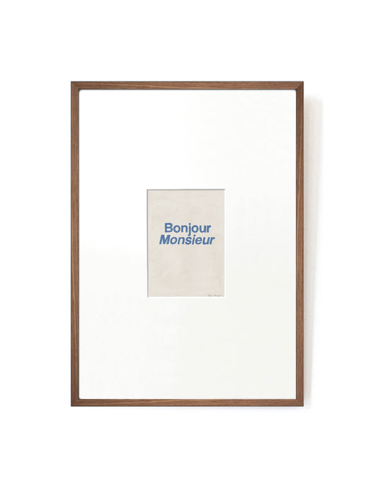 Bonjour Monsieur card artwork framed-FRAME MAHOGANY-Hôtel Magique