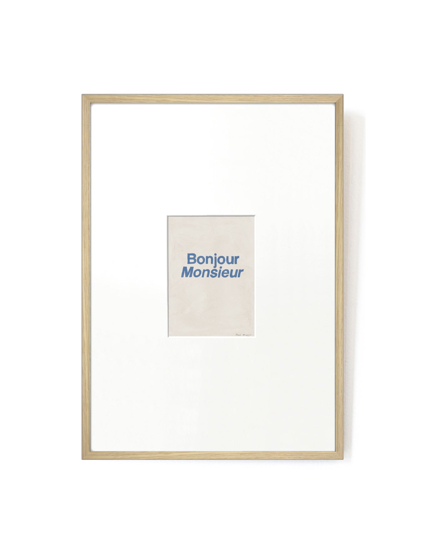 Bonjour Monsieur card artwork framed-FRAME OAK-Hôtel Magique