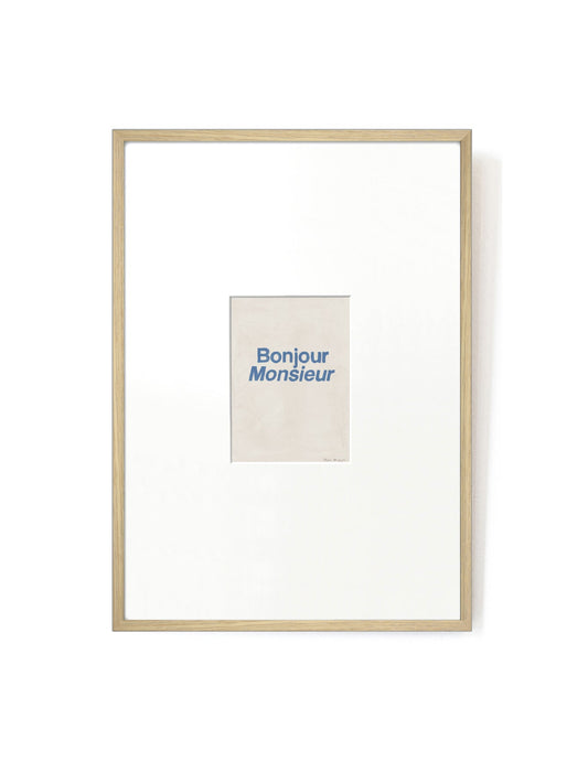 Bonjour Monsieur card artwork framed-FRAME OAK-Hôtel Magique