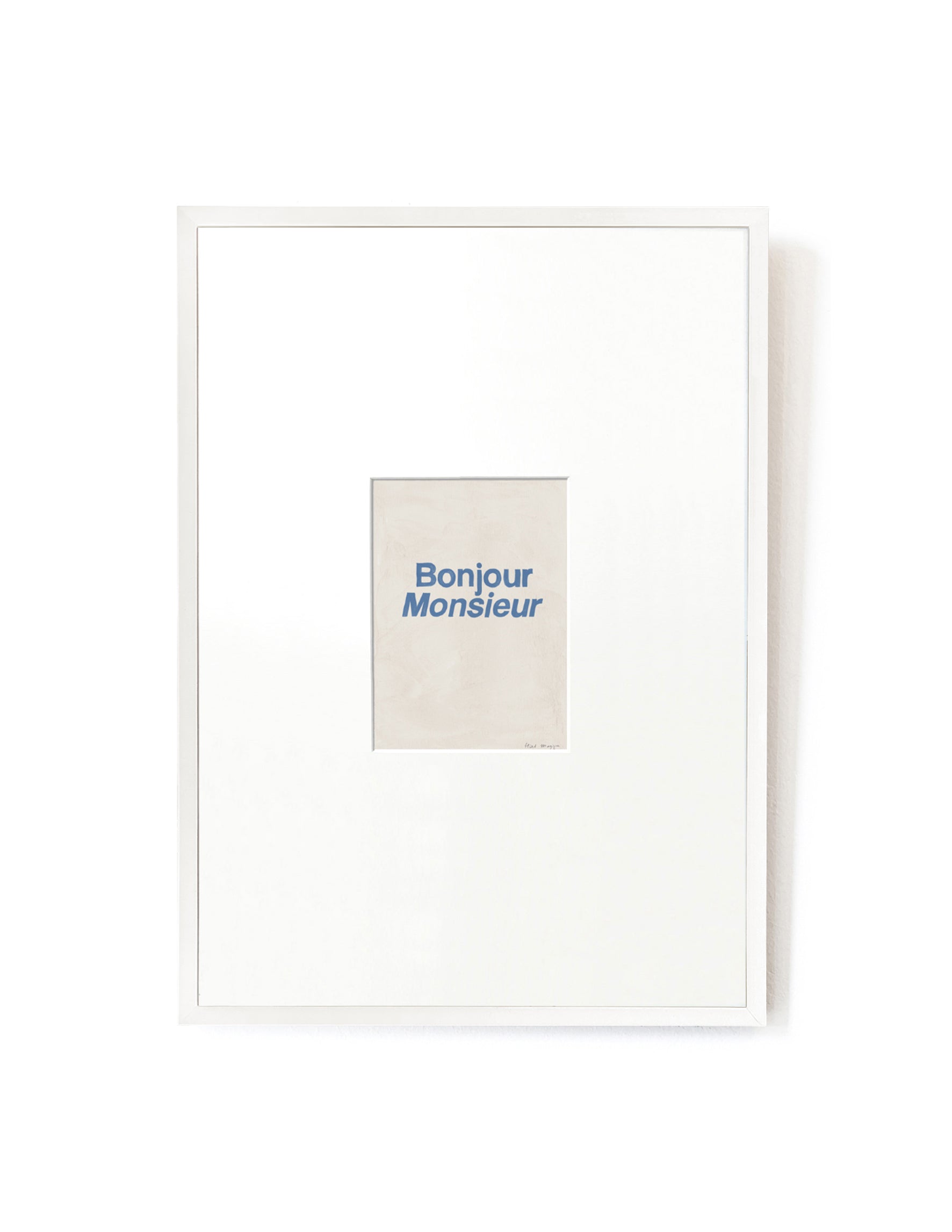 Bonjour Monsieur card artwork framed-FRAME WHITE-Hôtel Magique