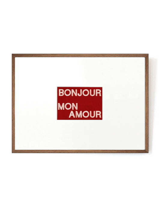 Bonjour mon Amour card artwork framed-FRAME MAHOGANY-Hôtel Magique