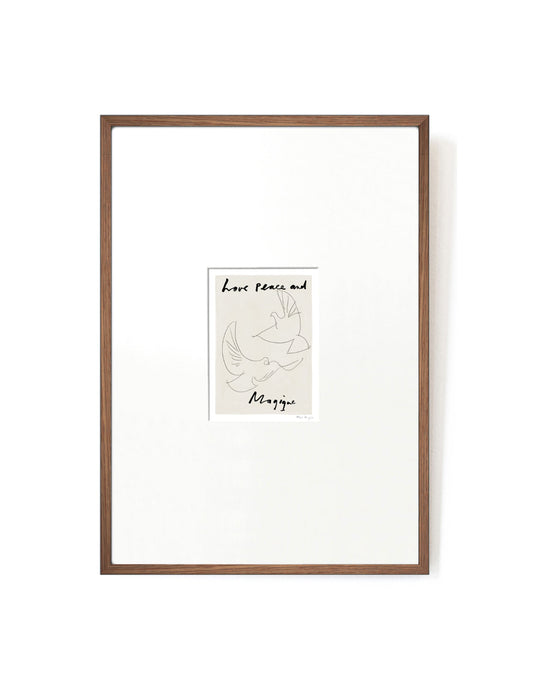 Love Peace and Magique card artwork framed-FRAME MAHOGANY-Hôtel Magique