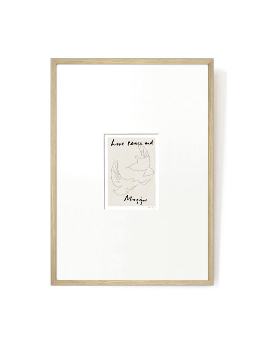 Love Peace and Magique card artwork framed-FRAME OAK-Hôtel Magique