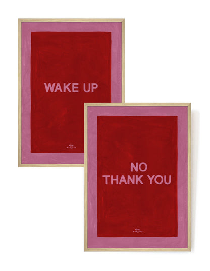 Wake up - No thank you. The pink set-Art Print-A3-Oak-Hôtel Magique