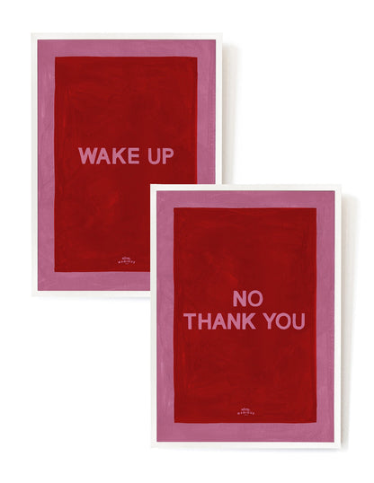 Wake up - No thank you. The pink set-Art Print-A3-White-Hôtel Magique